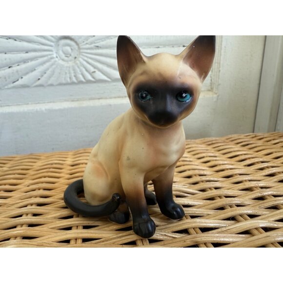 Vintage MCM Lefton Siamese Cat Kitty Figurine - Picture 1 of 9